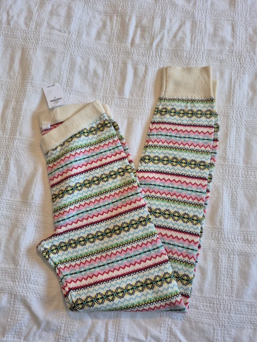 Gap girls size Medium sweater leggings, fine knit, multicolor design pattern NWT